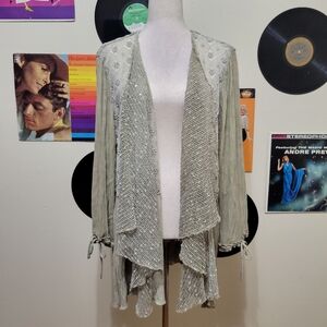 Ali Miles | Mixed Fabric Open Cardigan